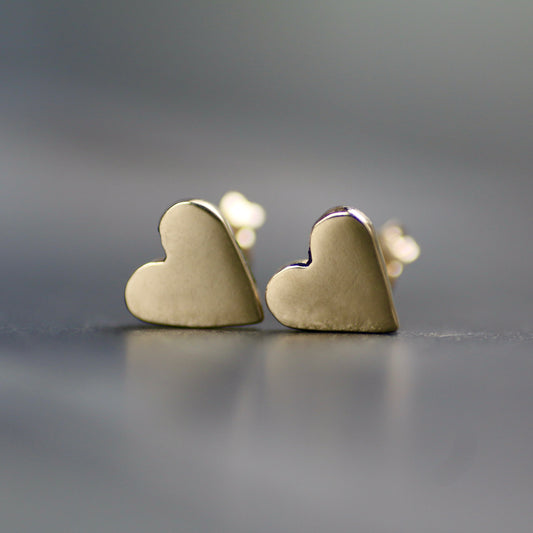 Solid Polished 9ct Gold Heart Stud Earrings image 0
