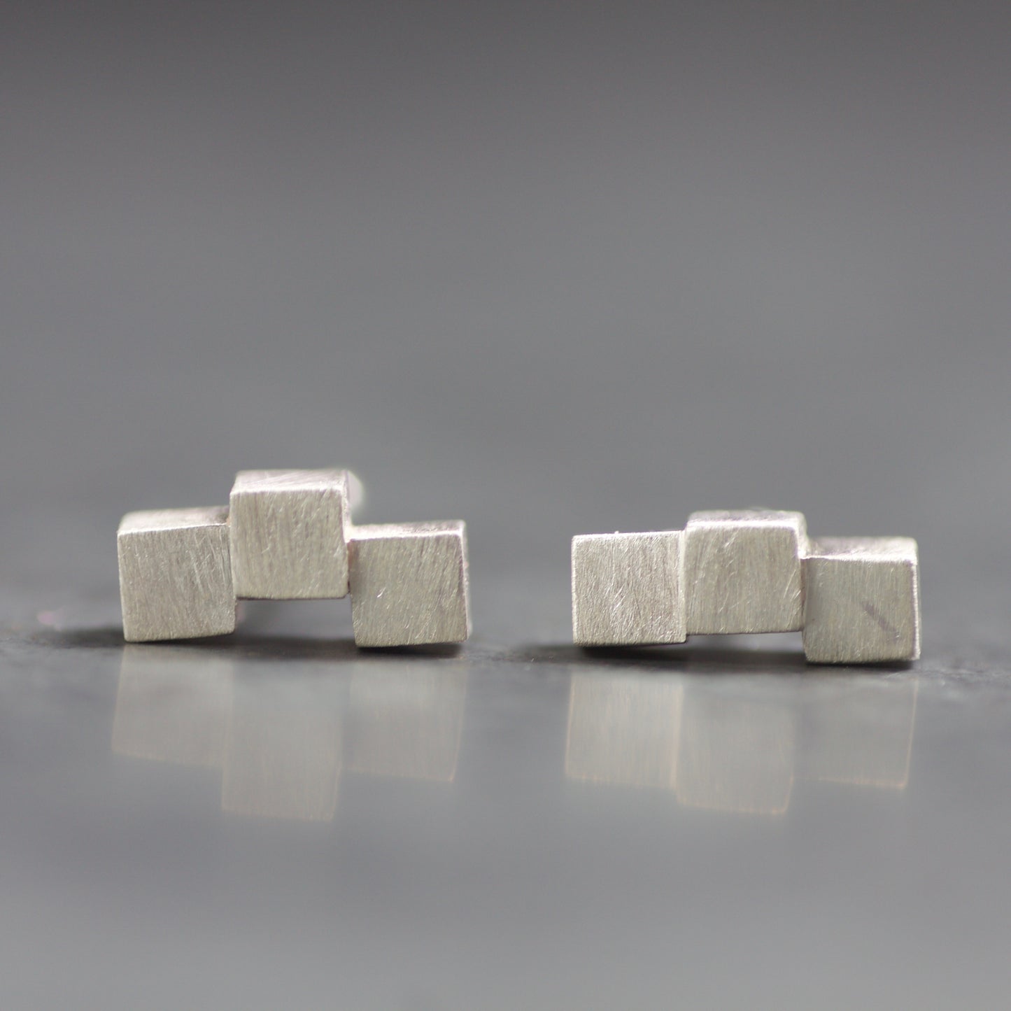 Solid Sterling Cube Stud Earrings image 2