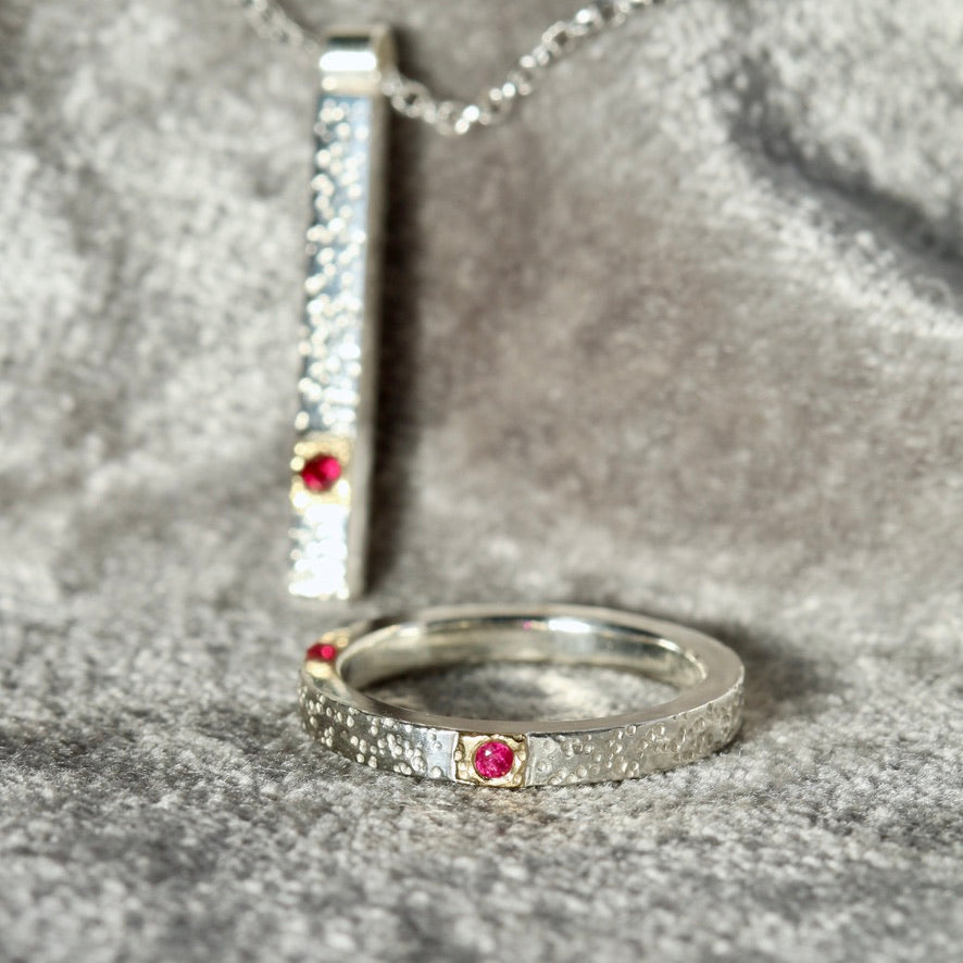 Ruby Silver & 18ct Gold Dot Ring UK Ring Size L image 7