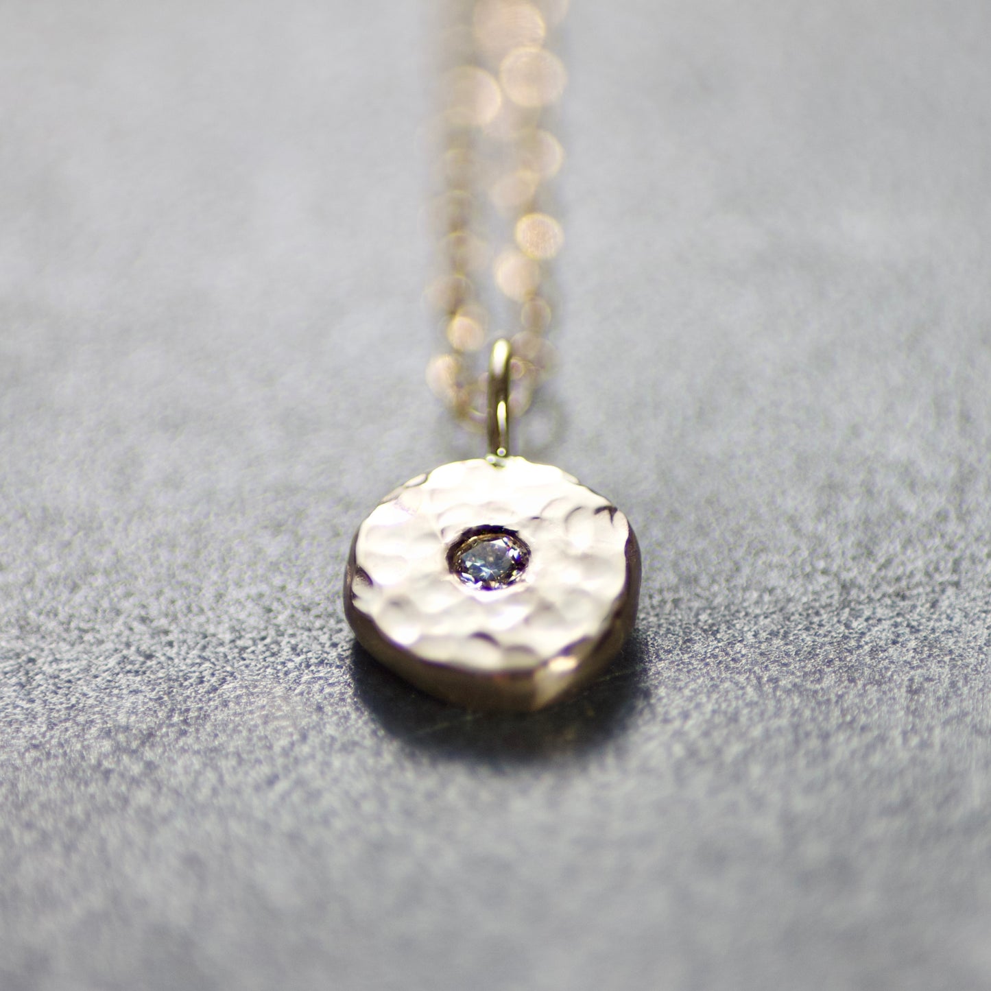 Salt & Pepper Diamond + Recycled Solid 9ct Yellow Gold Pebble Pendant Necklace image 1