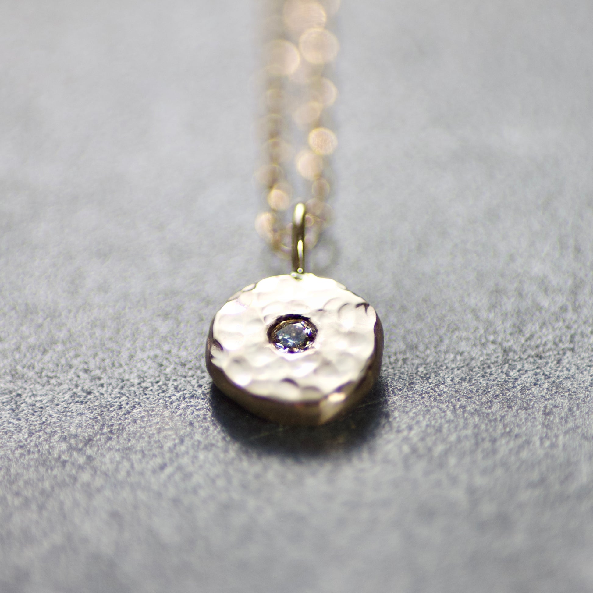 Salt & Pepper Diamond + Recycled Solid 9ct Yellow Gold Pebble Pendant Necklace image 1