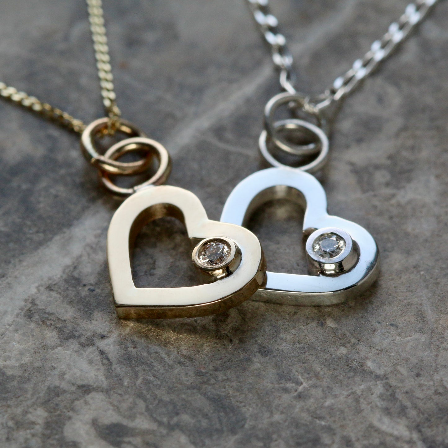 Recycled Solid Silver Open Heart & Lab Grown Diamond Pendant Necklace image 4