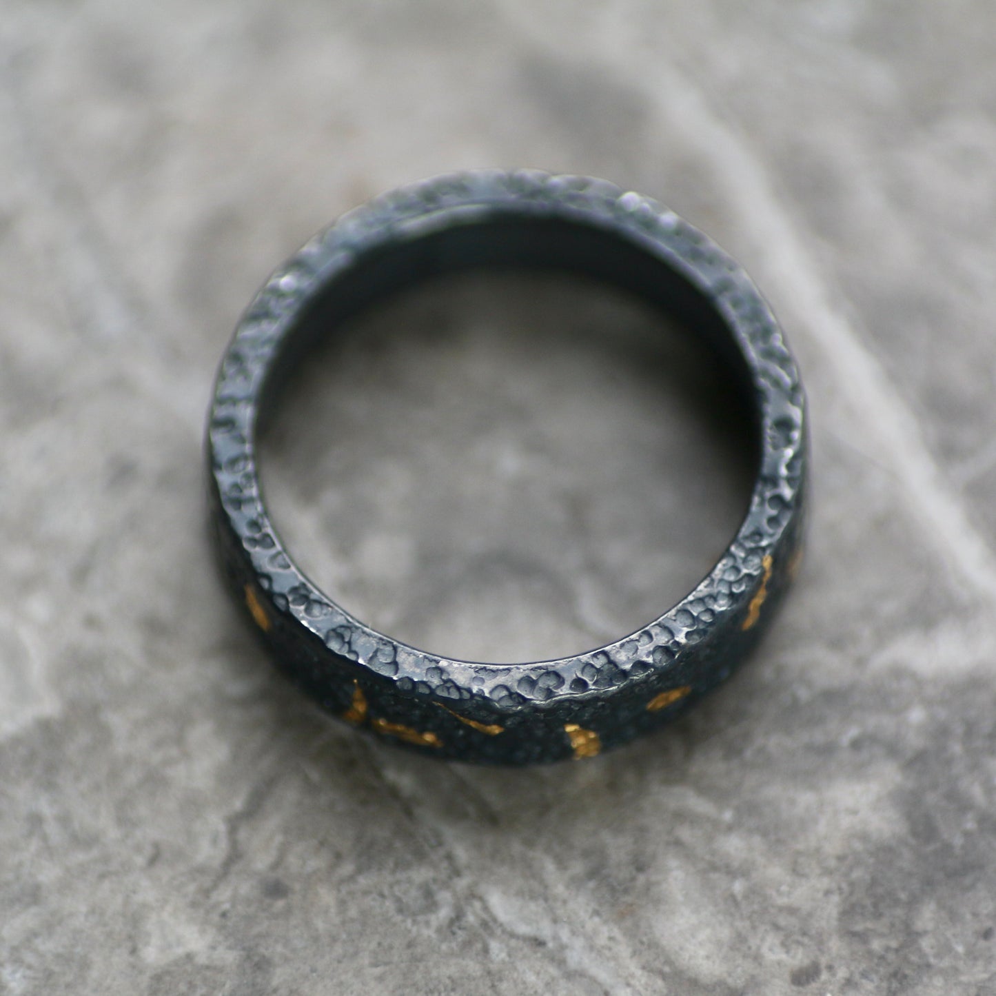Oxidised Confetti Keum Boo Silver & Gold Textured 4mm Ring image 3