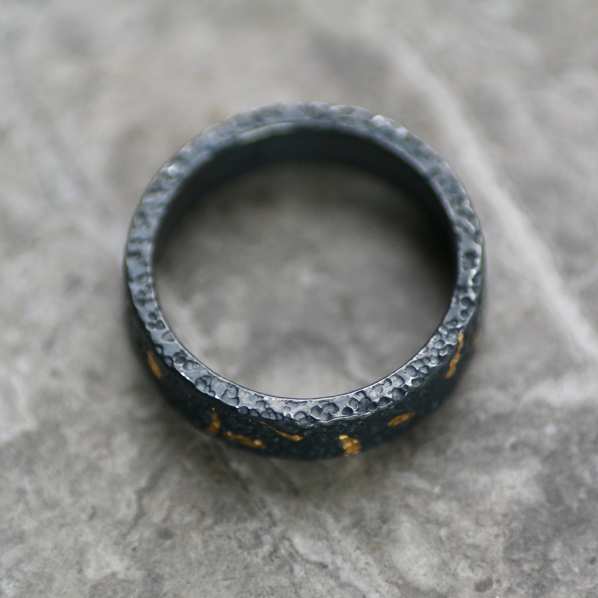 Oxidised Confetti Keum Boo Silver & Gold Textured 4mm Ring image 3