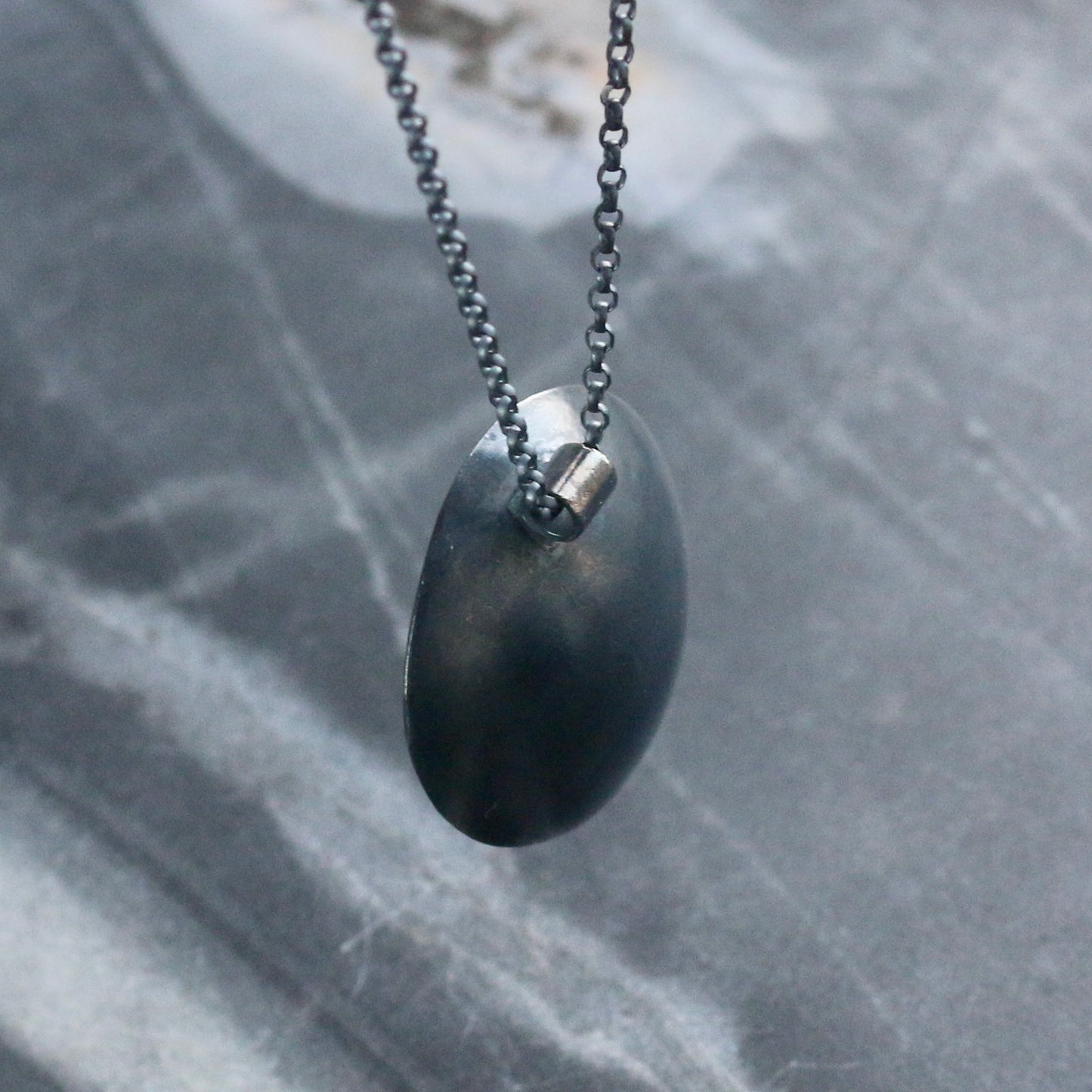 Akoya Pearl Oxidised Silver & Gold Textured Pendant image 6