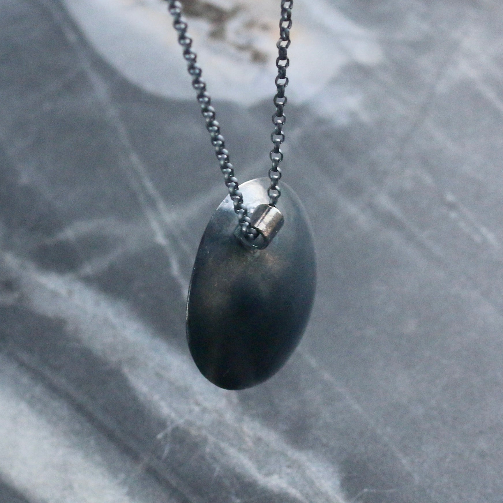 Akoya Pearl Oxidised Silver & Gold Textured Pendant image 6