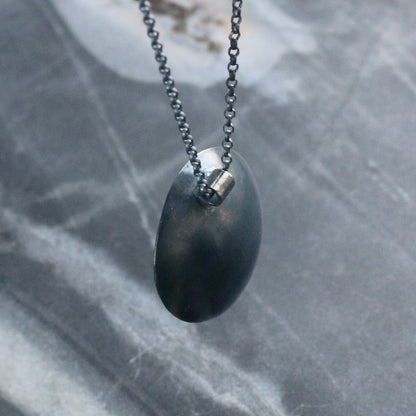 Akoya Pearl Oxidised Silver & Gold Textured Pendant image 6