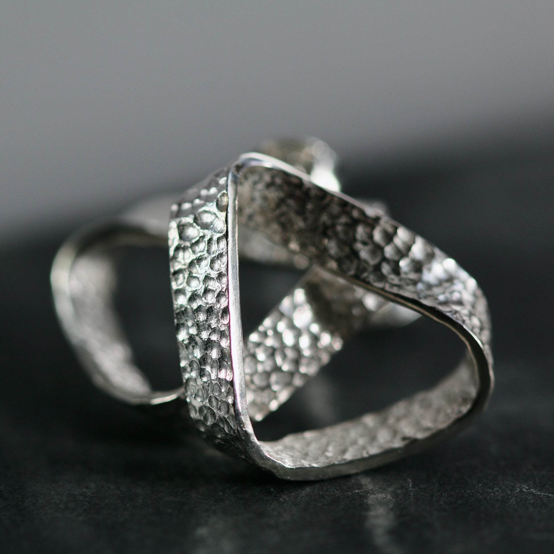 Silver Textured Möbius Twist Ribbon Studs image 2