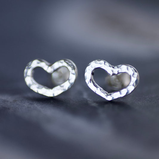 Sterling Silver Open Heart Stud Earrings image 0