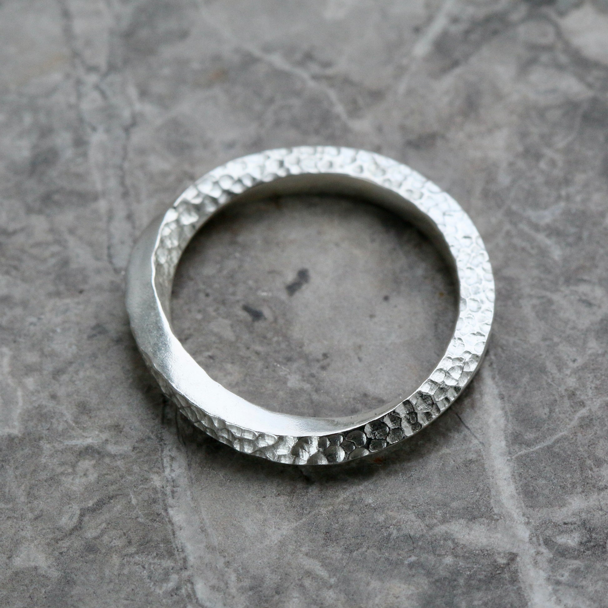 Silver Textured Möbius Twist Ring image 4