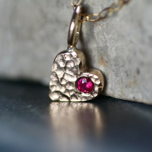 Ruby & Recycled Solid 9ct Yellow Gold Heart Pendant Necklace image 0