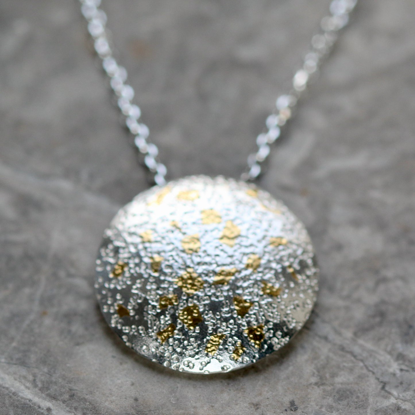 Keum Boo Silver & Gold Circle Confetti Drop Pendant Necklace image 2