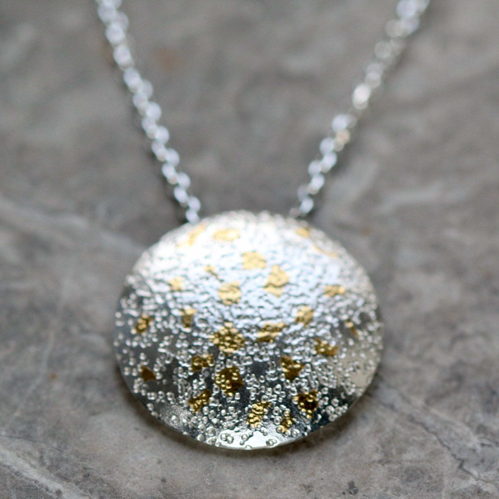 Keum Boo Silver & Gold Circle Confetti Drop Pendant Necklace image 2