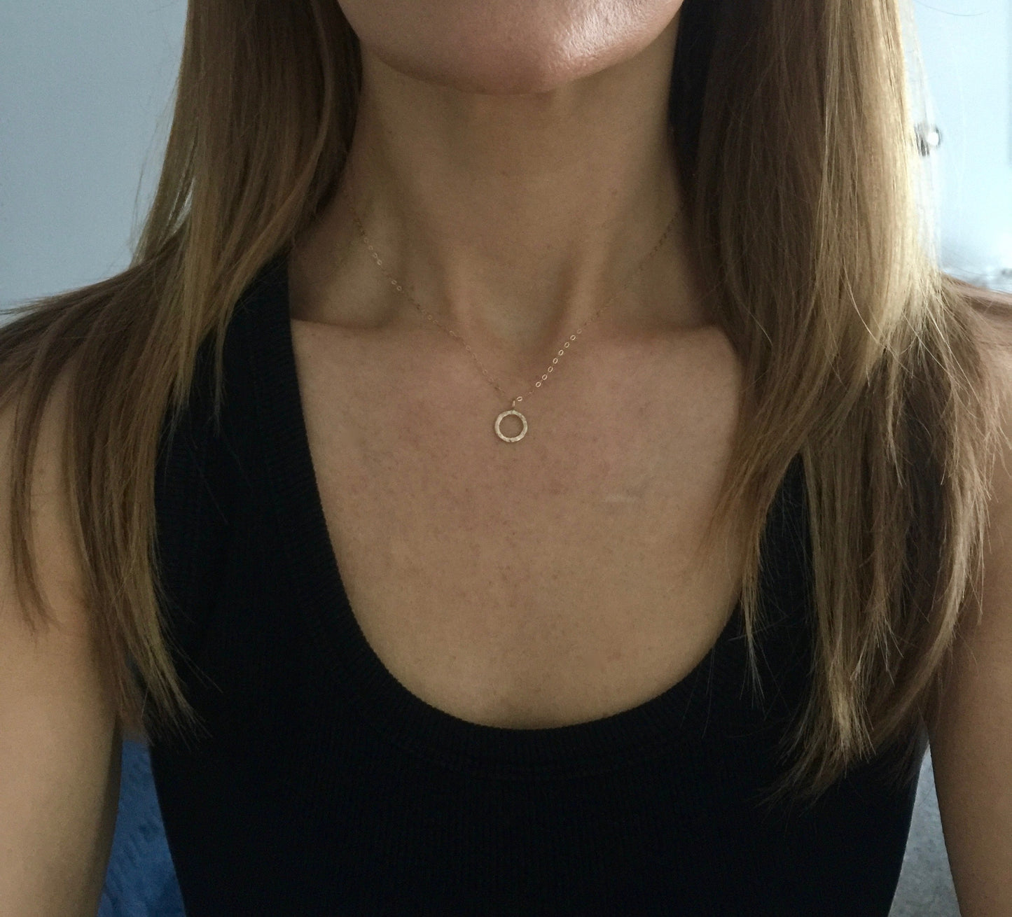 Solid Recycled 9ct Gold Hammered Halo Circle Pendant Necklace image 8