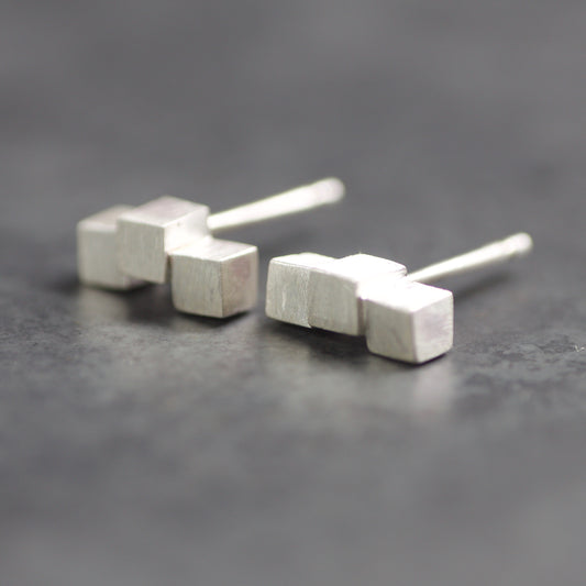 Solid Sterling Cube Stud Earrings image 0