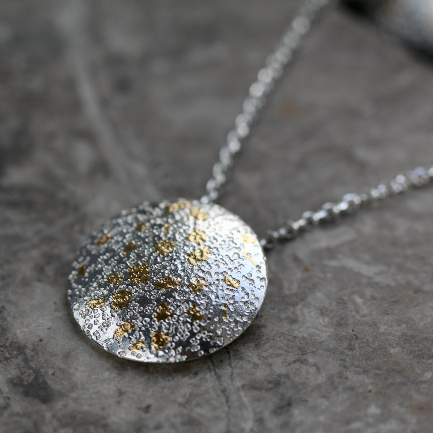 Keum Boo Silver & Gold Circle Confetti Drop Pendant Necklace image 1