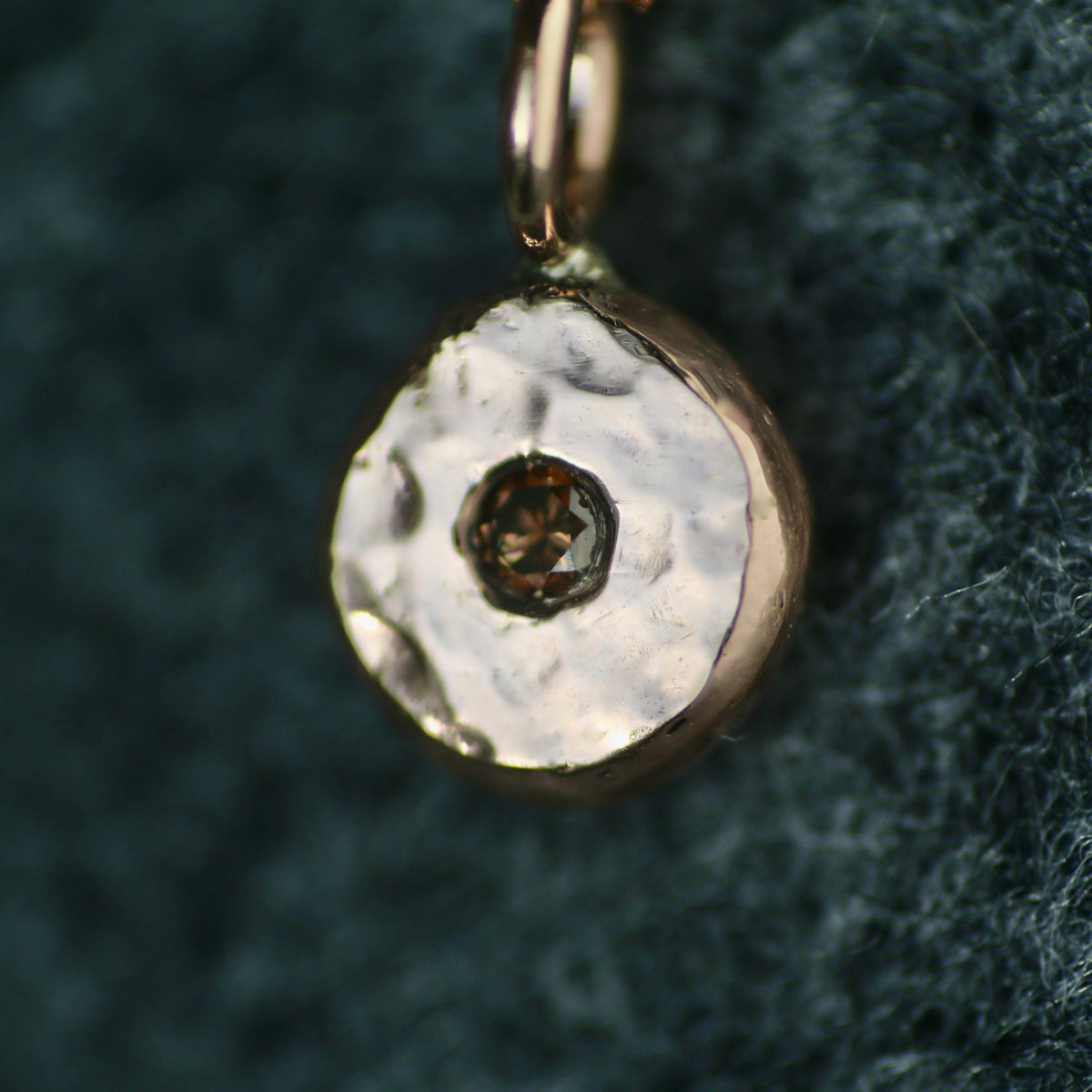 Cognac Diamond & Recycled Solid 9ct Rose Gold Pebble Pendant Necklace image 3