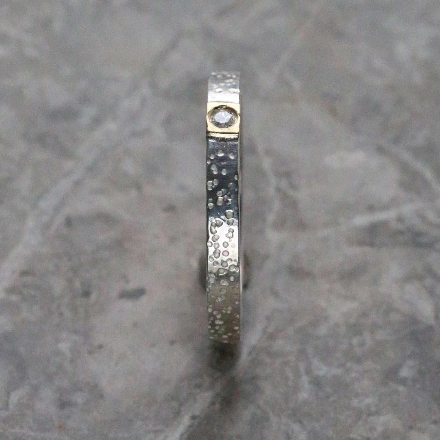 Diamond Silver + 18ct Gold Dot Ring UK Ring Size M image 5