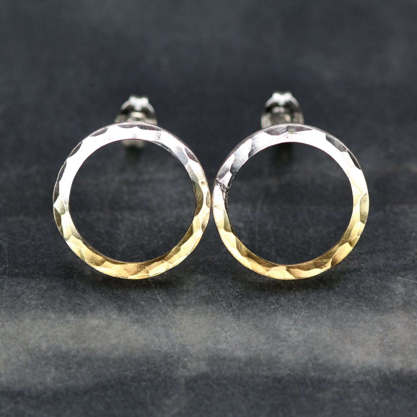Hammered Circle Hoop Studs image 0