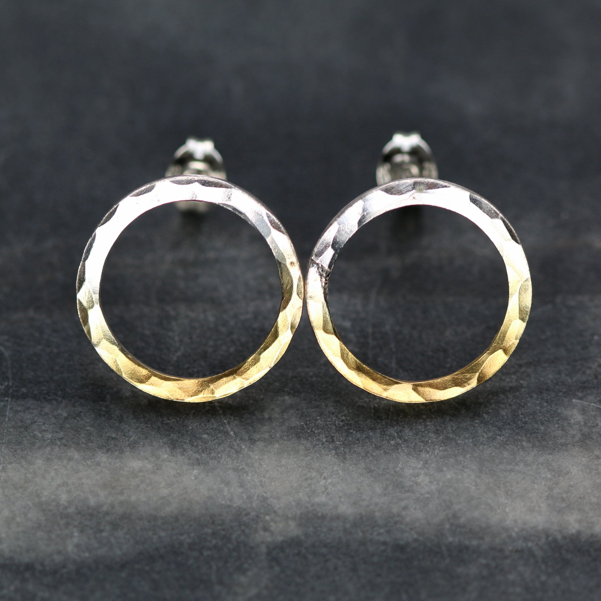 Hammered Circle Hoop Studs image 0