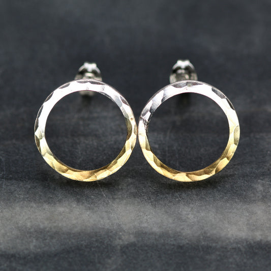 Hammered Circle Hoop Studs image 0