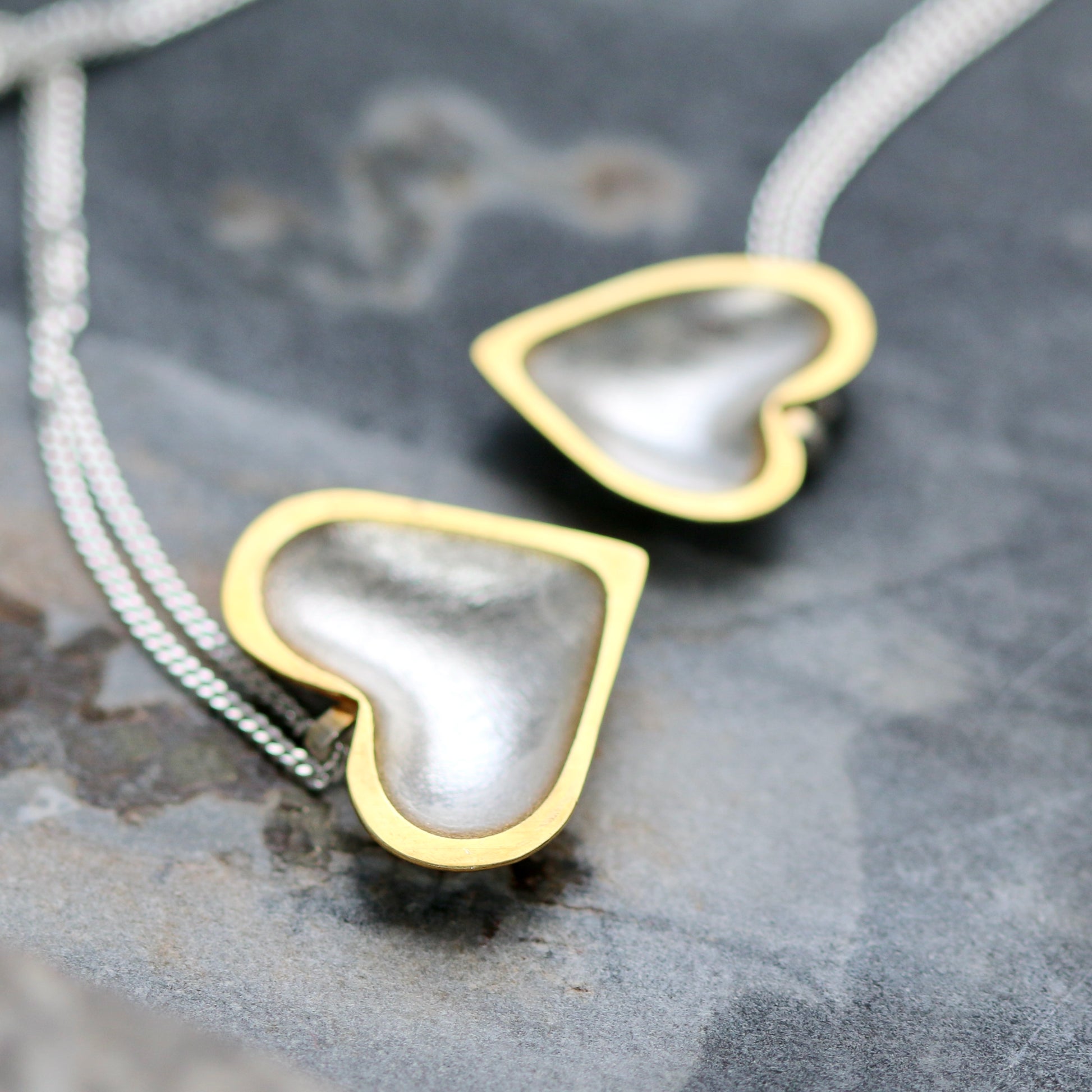 Silver + Gold Plate Heart Pendant Necklace image 3