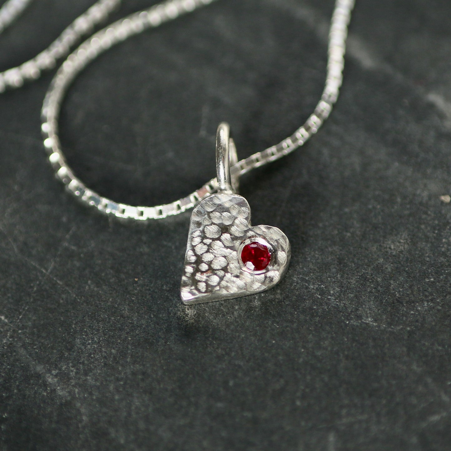 Ruby & Recycled Solid Silver Heart Pendant Necklace image 5