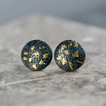 Keum Boo Oxidised Large Circle Confetti Studs image 0