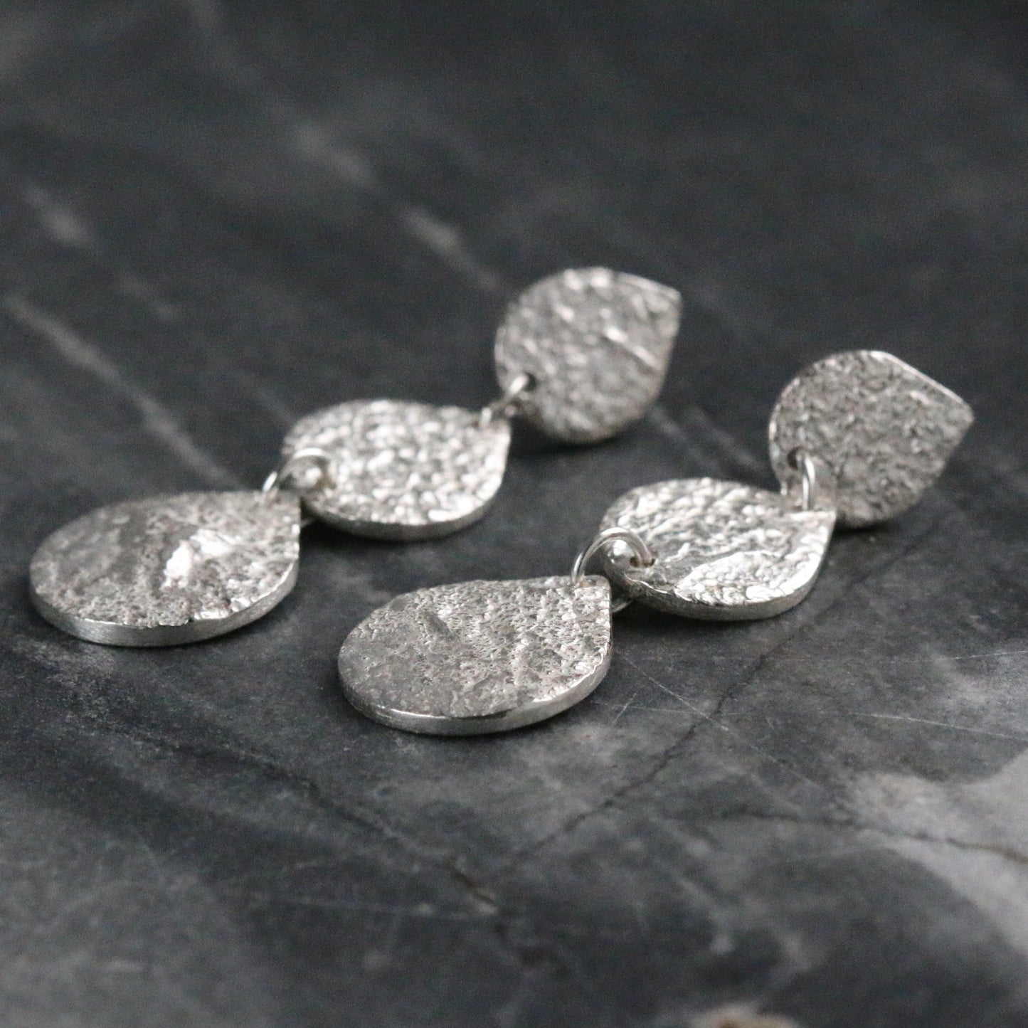 Triple Teardrop Silver Earrings image 2