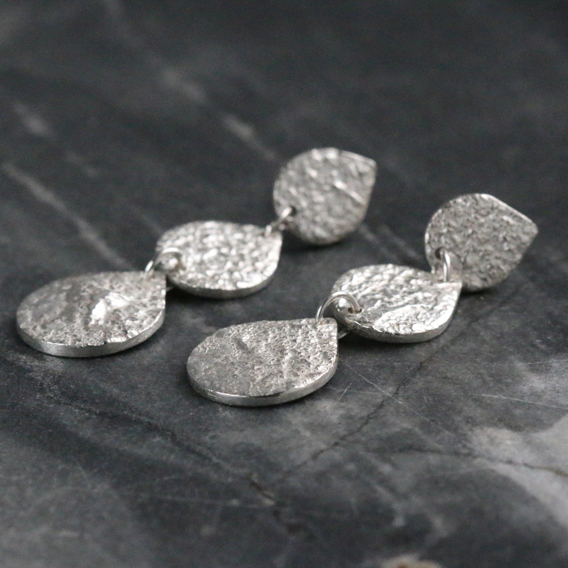 Triple Teardrop Silver Earrings image 2