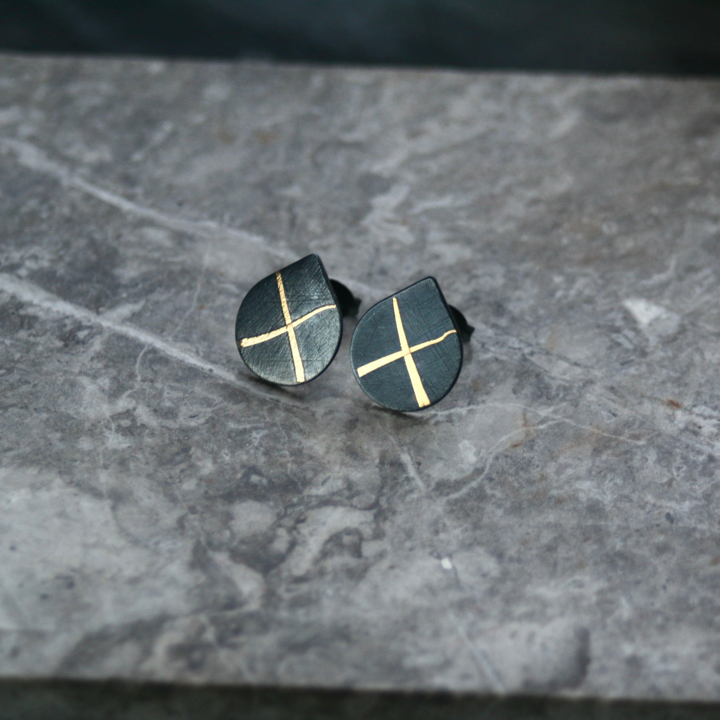 Oxidised Cross Keum Boo Studs image 2