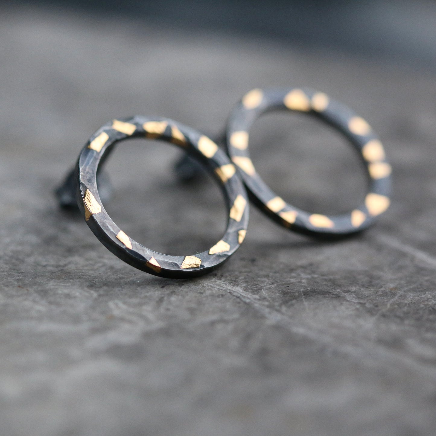 Oxidised Confetti Keum Boo Hoop Studs image 3