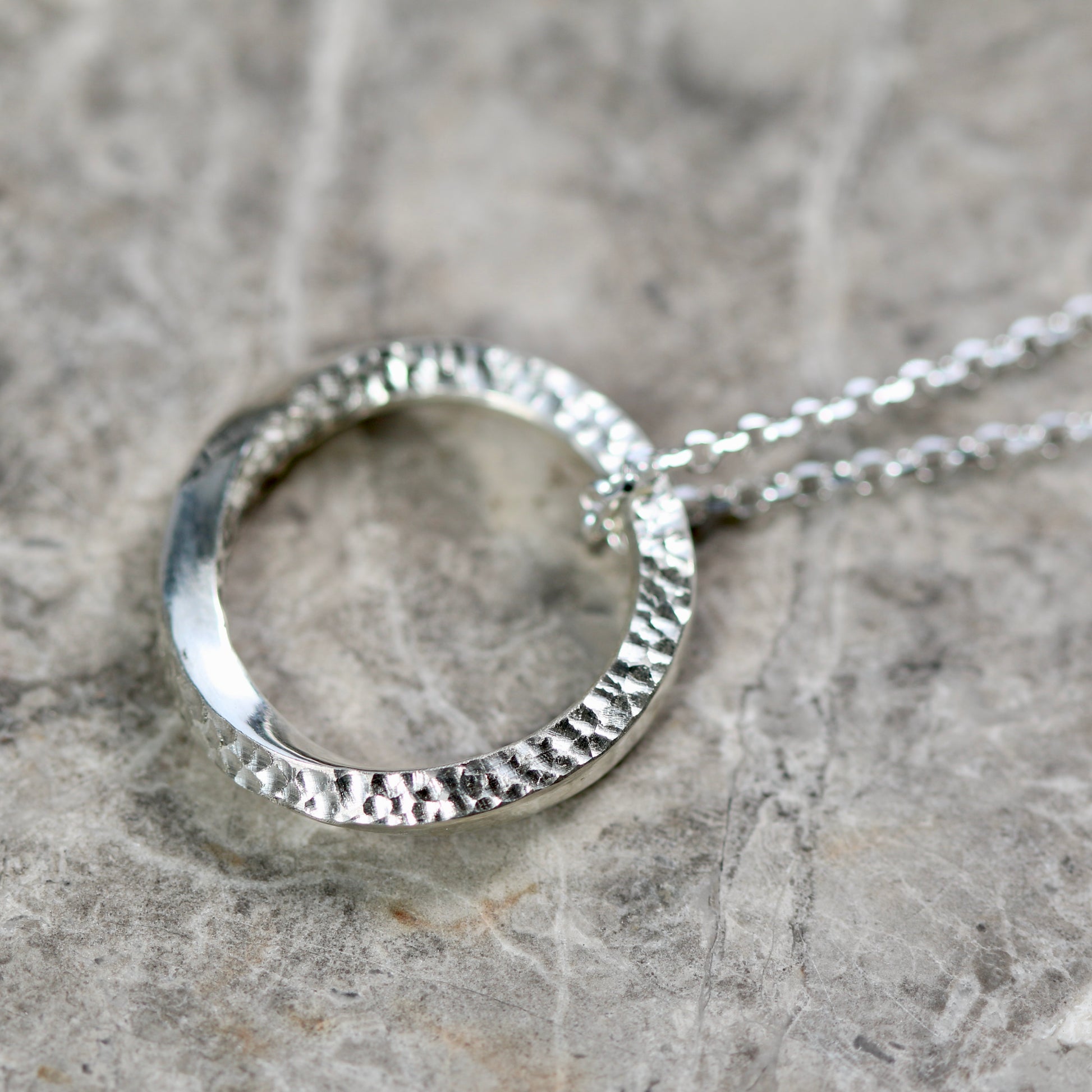 Silver Textured Möbius Twist Halo Ring Pendant image 2