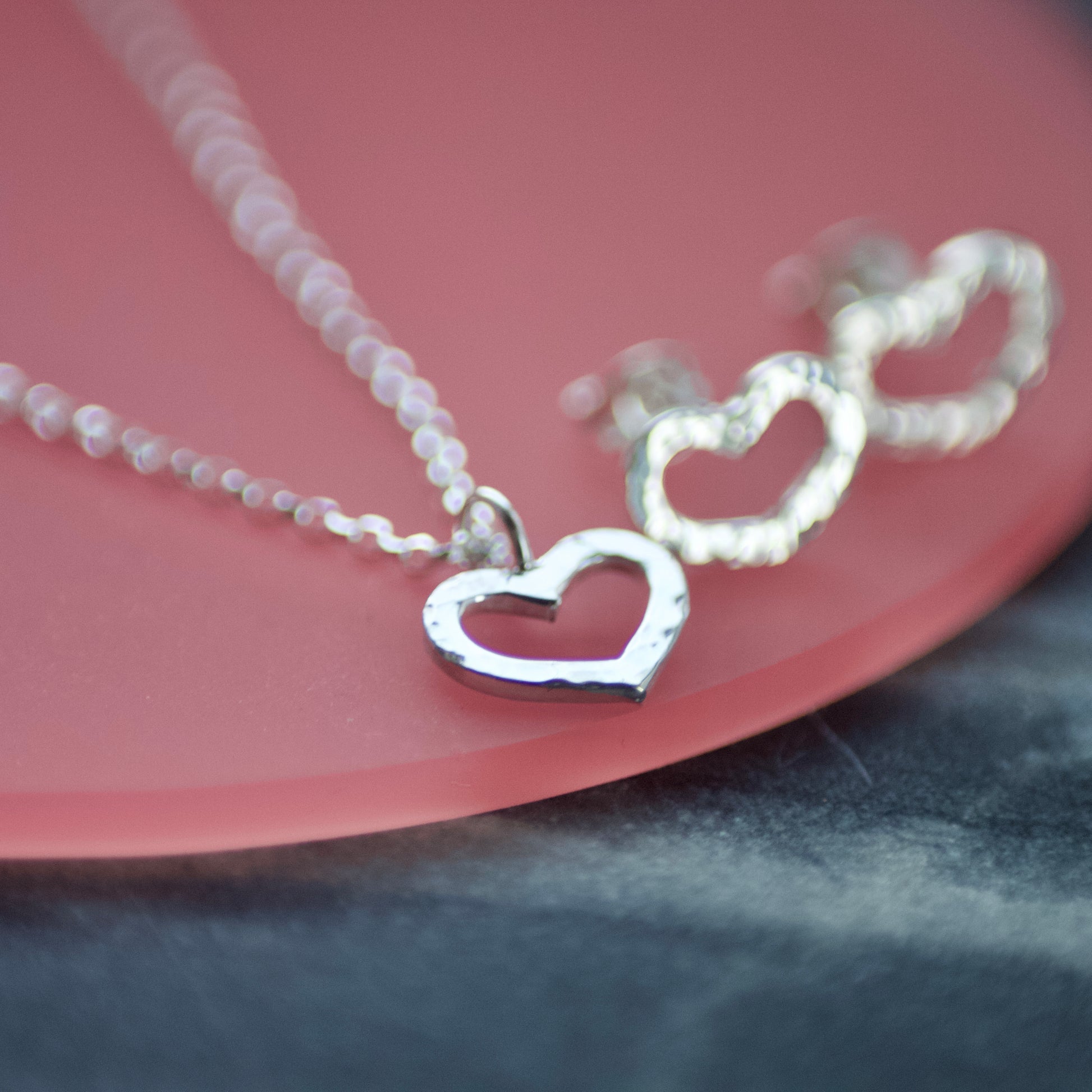 Solid Recycled Sterling Silver Open Heart Delicate Necklace image 6