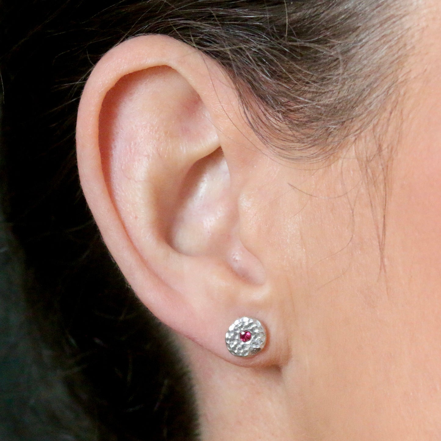 Ruby Solid Silver Pebble Stud Earrings image 2