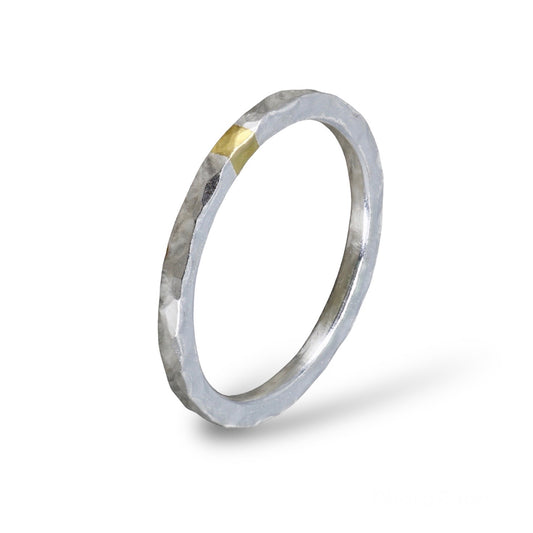 Hammered Silver & Gold 2mm Keum Boo Ring image 0