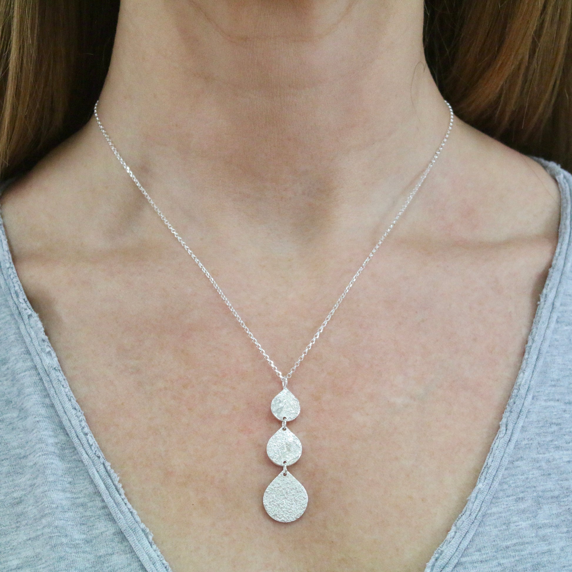 Triple Teardrop Silver Necklace image 1