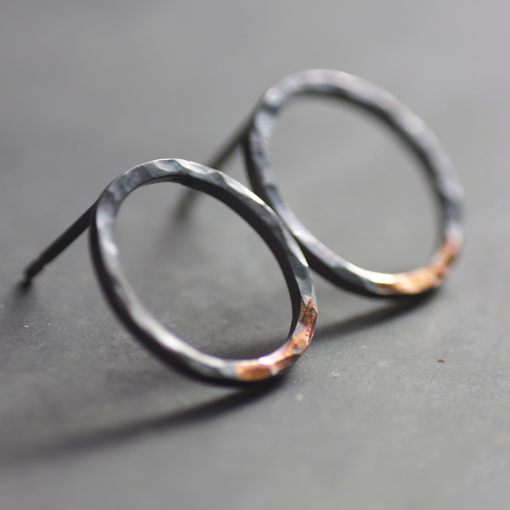 Keum Boo Hammered Sterling Silver & 24ct Gold Hoop Studs image 4