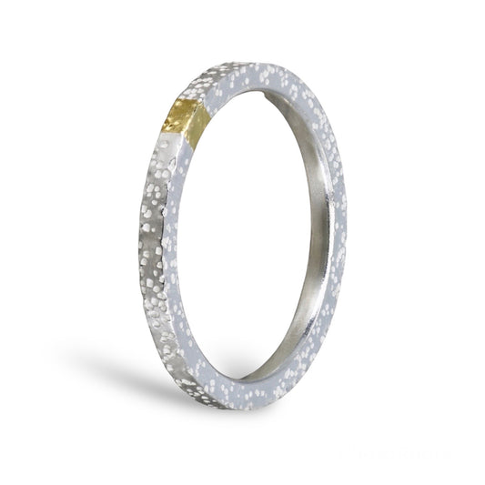 Dot Textured Silver & Gold 2mm Stacking Ring image 0