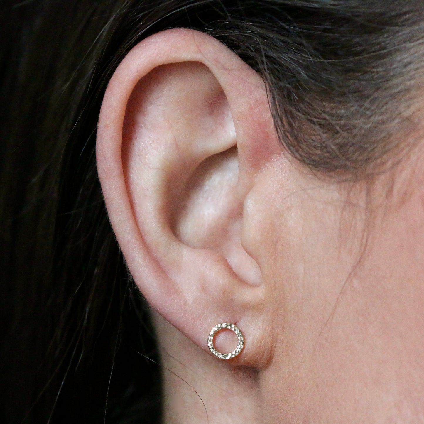 Solid Mini Textured 9ct Yellow Gold Halo Studs image 2