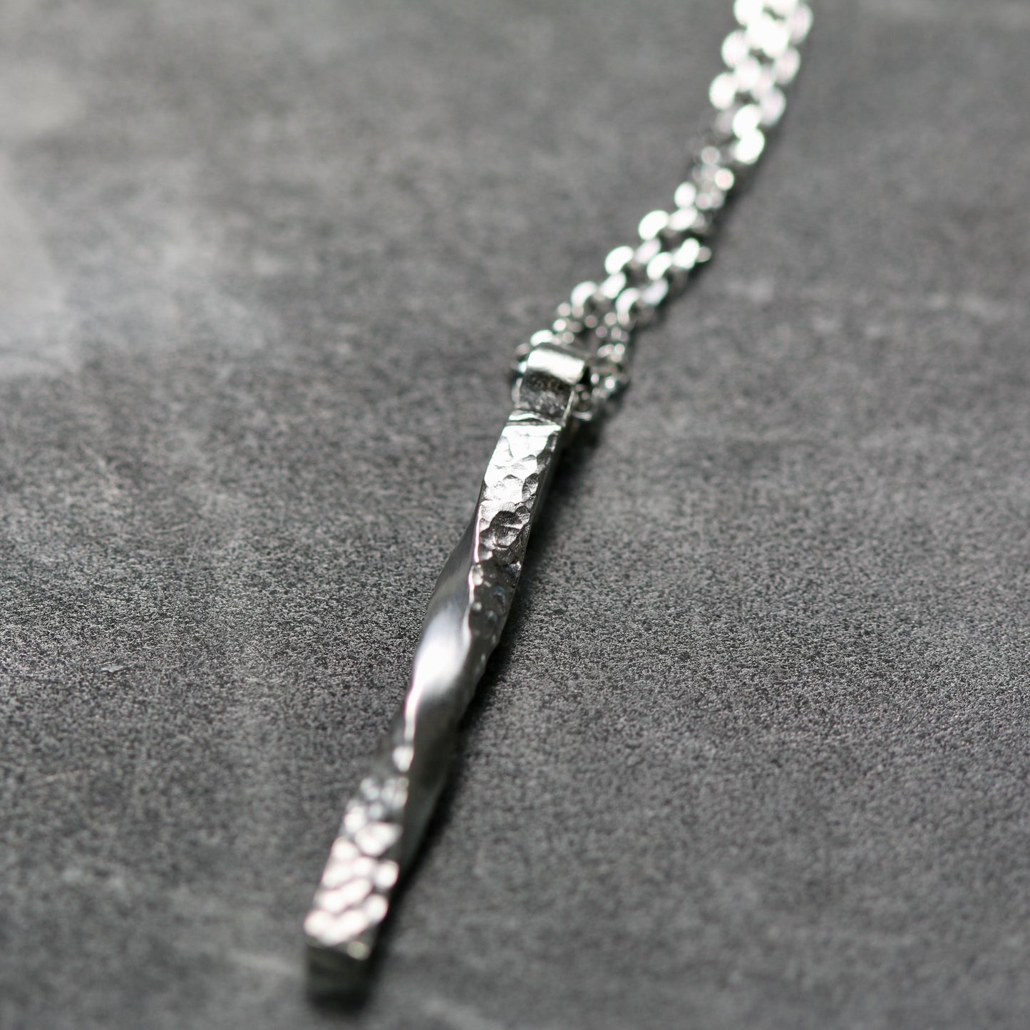 Silver Textured Twist Column Pendant image 3