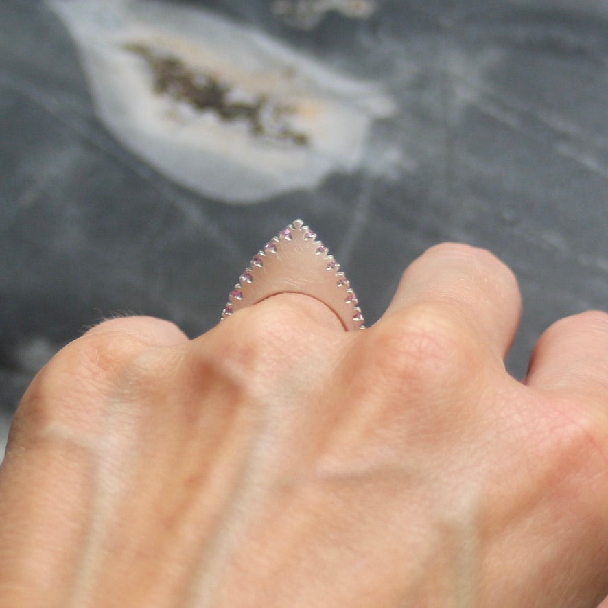 Pink Sapphire Point Pavé Slice Ring image 5