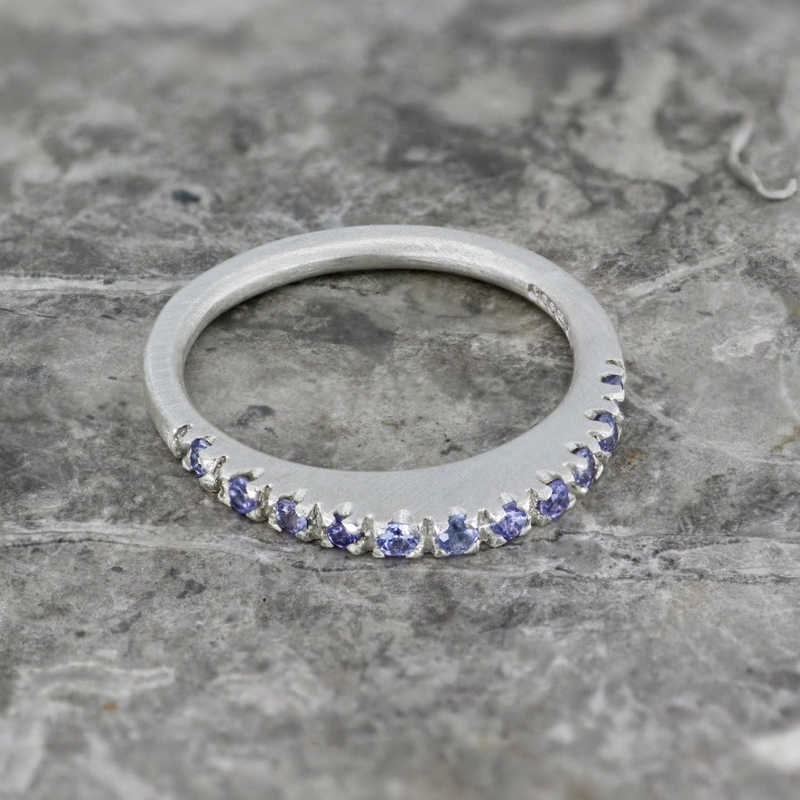 Purple Sapphire Oval Pavé Slice Ring image 2