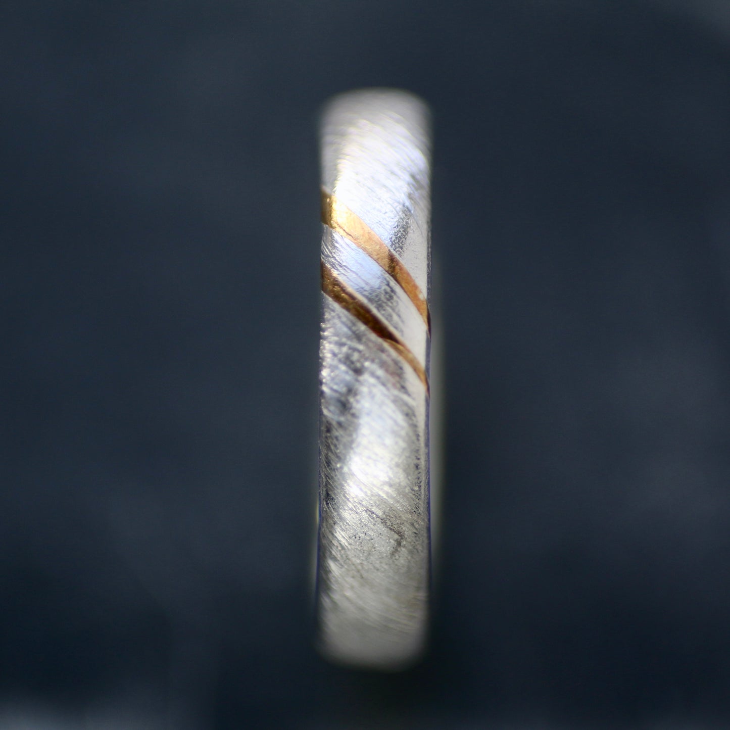 Silver & Gold Keum Boo Diagonal Textured Ring image 2