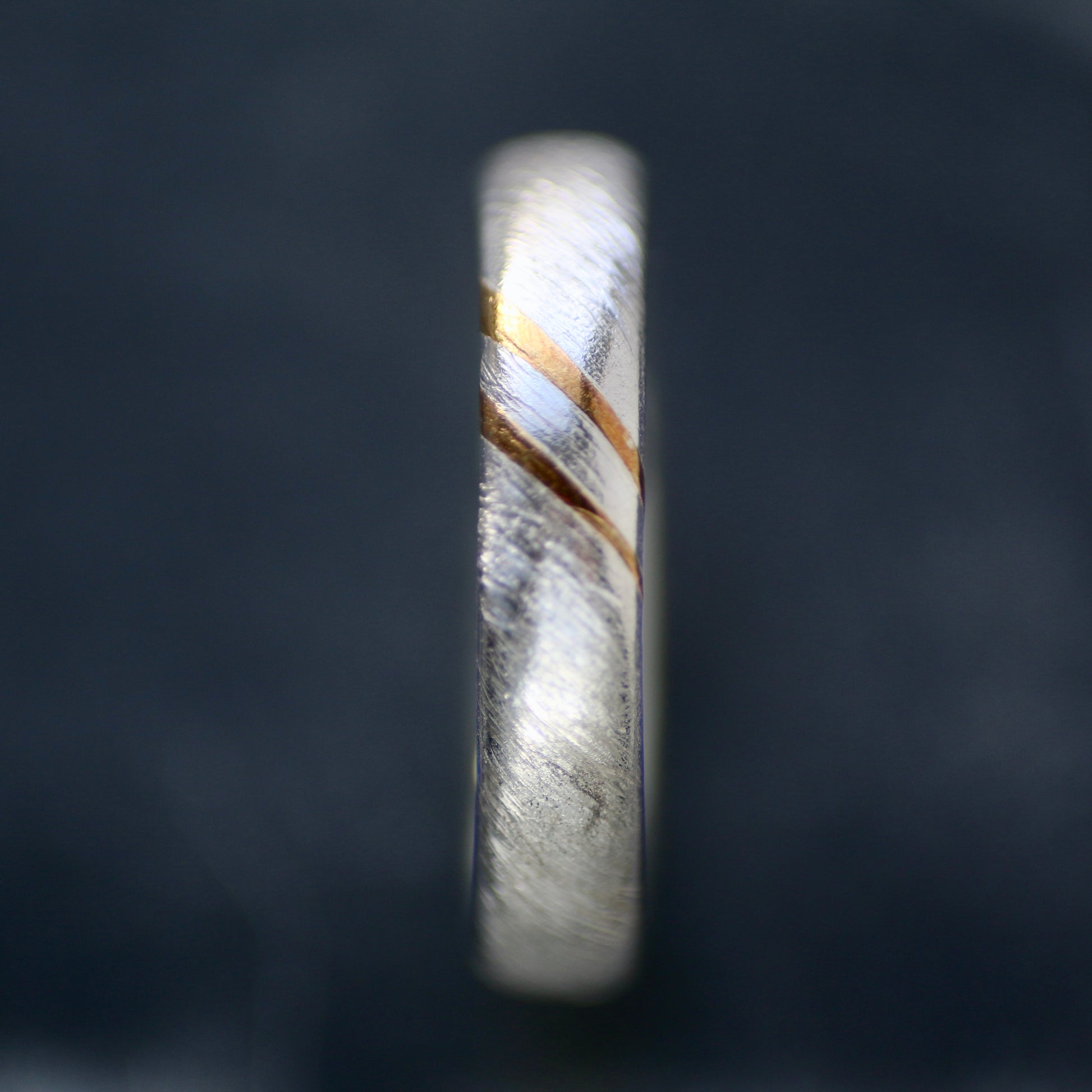 Silver & Gold Keum Boo Diagonal Textured Ring image 2
