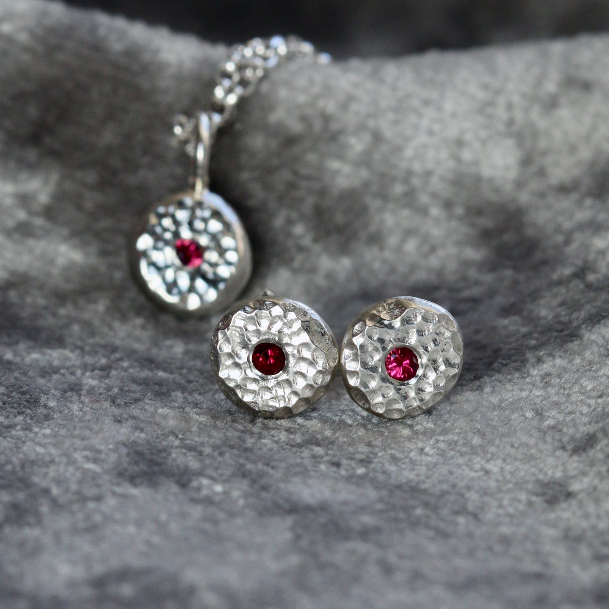 Ruby Solid Silver Pebble Stud Earrings image 4