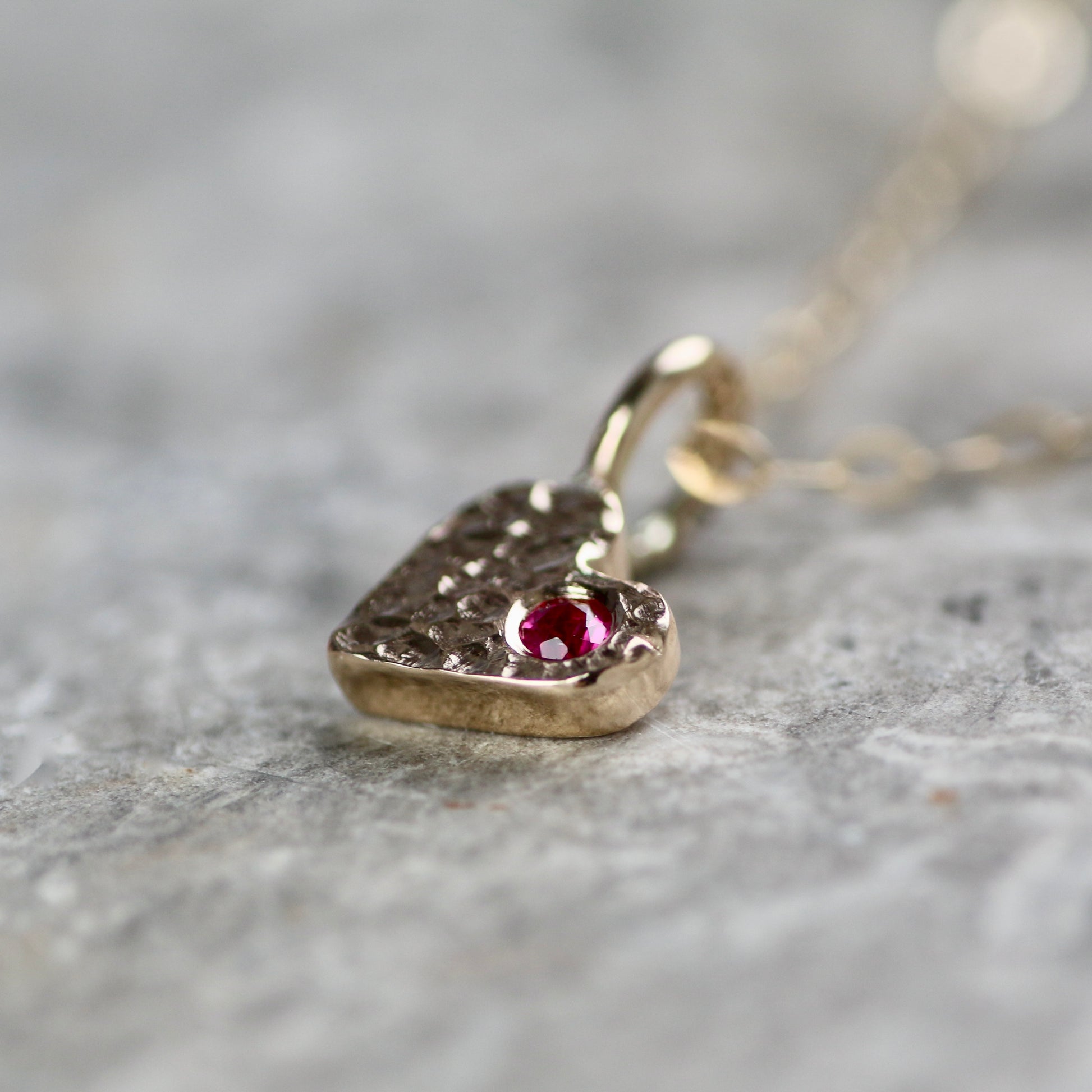 Ruby & Recycled Solid 9ct Yellow Gold Heart Pendant Necklace image 2