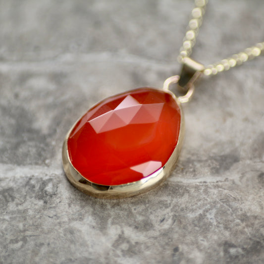 Carnelian & Recycled 9ct Gold Necklace image 0