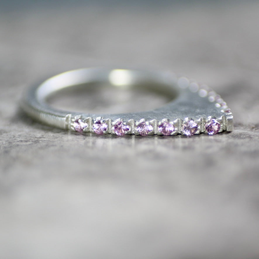Pink Sapphire Point Pavé Slice Ring image 1