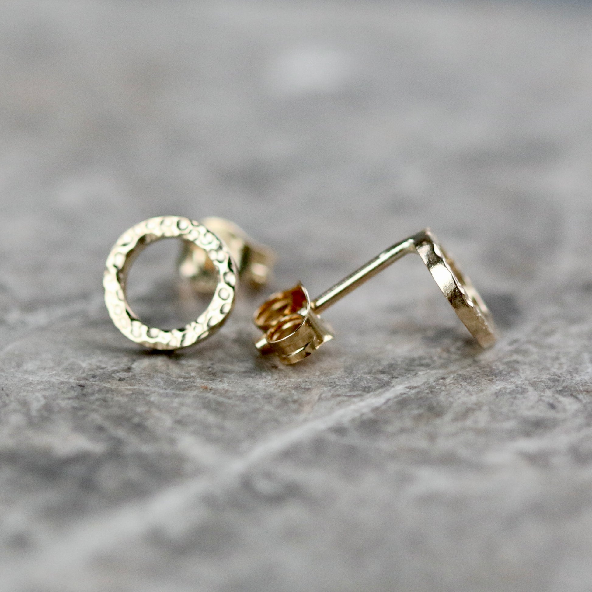 Solid Mini Textured 9ct Yellow Gold Halo Studs image 4